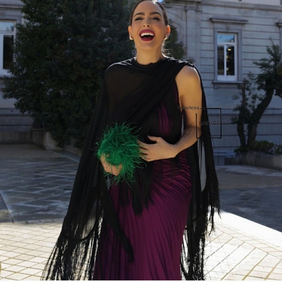 MANGO PURPLE ASYMETRICAL PLEATED DRESS - Picture 3 of 9